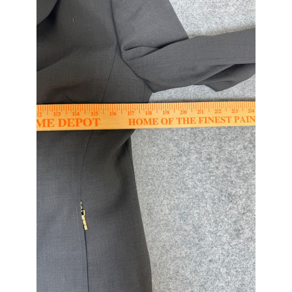 Escada Charcoal Grey 100% Virgin Wool Longline Blazer Coat Zip Front Size 36 - Picture 7 of 9